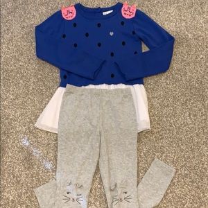 Girls cat sweater and leggings set